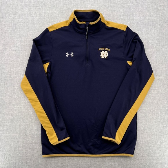 Under Armour Other - Under Armour Notre Dame ColdGear 1/4 Zip Pullover Men Small Navy Gold Collegiate